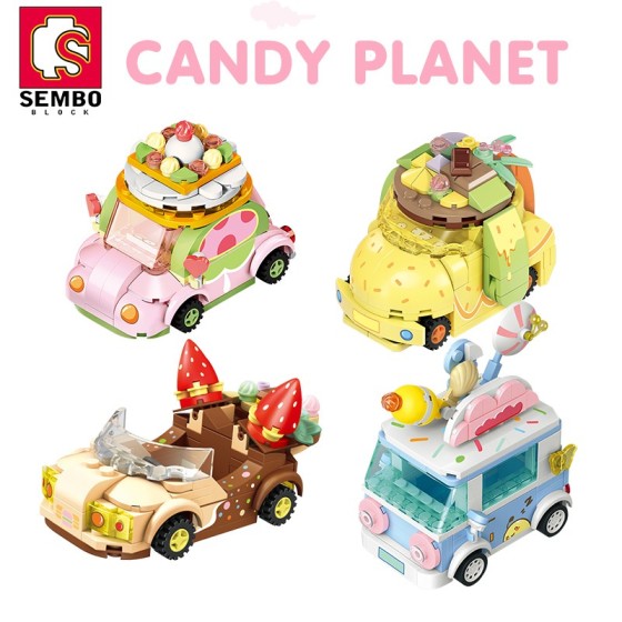 Blocs de Construction - Lot de 4 voitures Candy Planet - 526 pièces