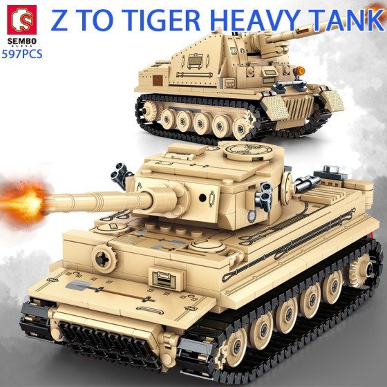 Blocs de Construction - Char Tiger Heavy (Sans boîte) - 597 pièces