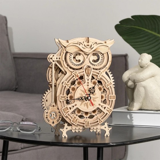 Maquette en bois - Horloge Hibou - 161 pièces