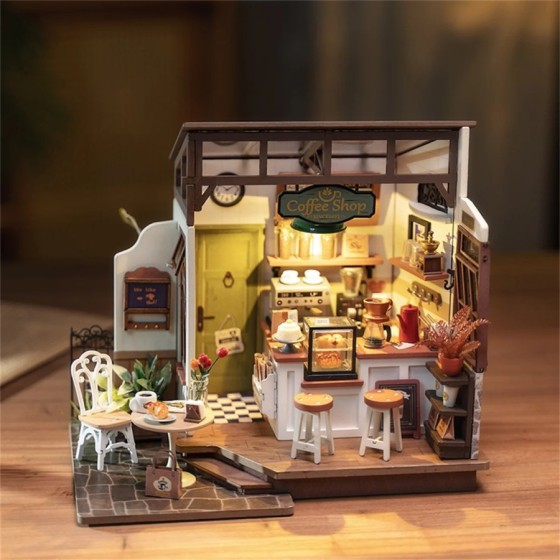 Maquette en plastique - Maison miniature Café avec LED - 183 pièces