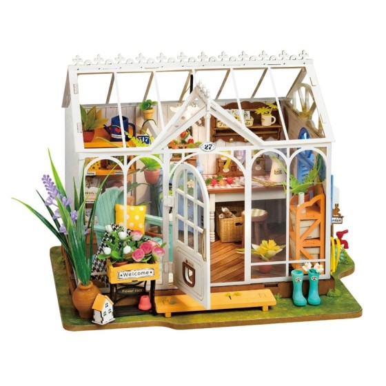 Maquette en bois - Maison miniature Véranda avec LED - 240 pièces